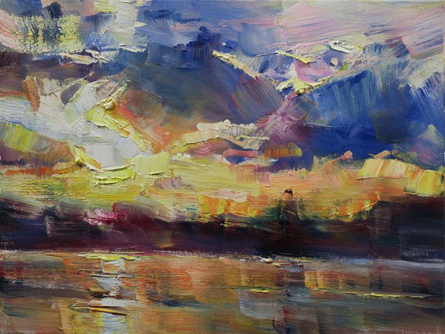 Living room painting by Marta Lipowska titled View of river XXII