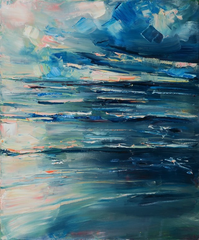 Living room painting by Marta Lipowska titled Cold sea II