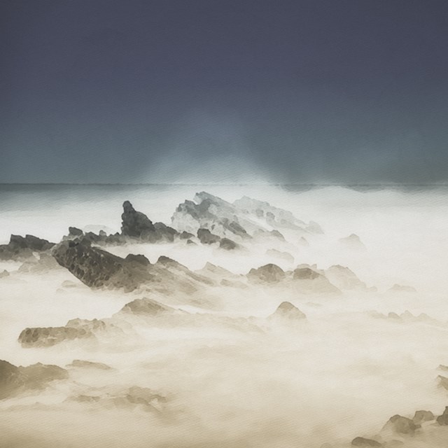 Living room print by Andrzej Andrychowski titled  Rocks in the sea - from the beige and blue series