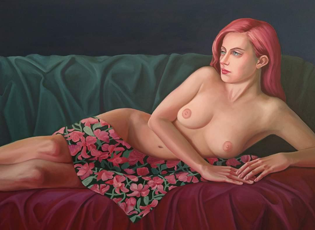 Living room painting by Anna Konikowska titled Nude
