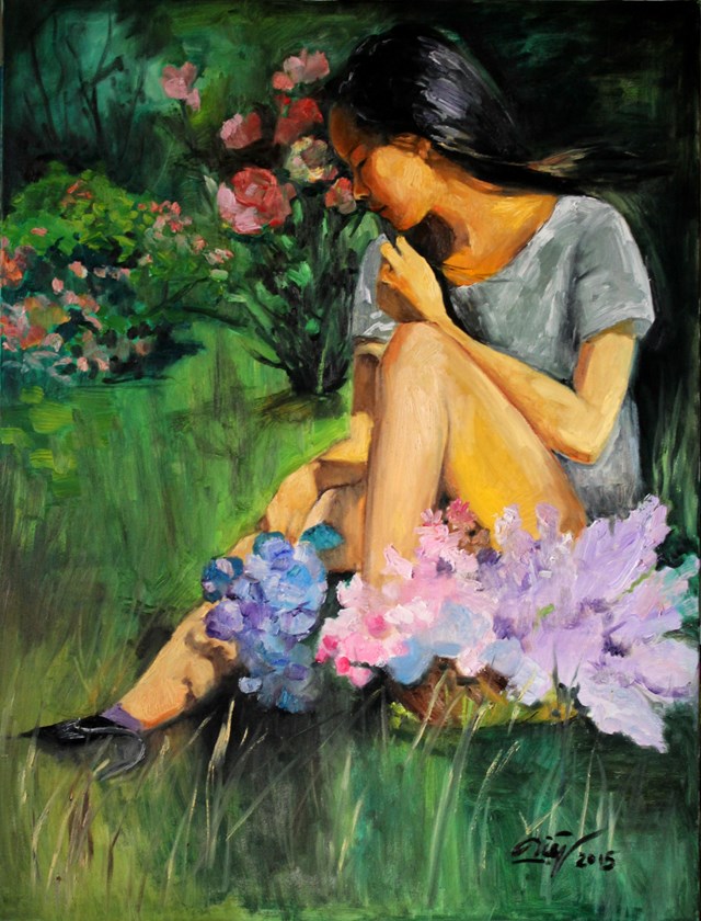 Living room painting by Hong Diep Loi titled  A dreamer