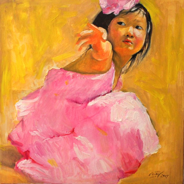 Living room painting by Hong Diep Loi titled  Mom! Bee !!!