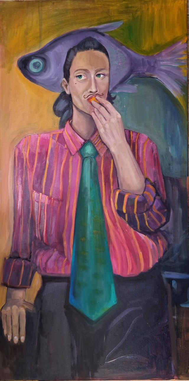 Living room painting by Magdalena Bezat titled With fish
