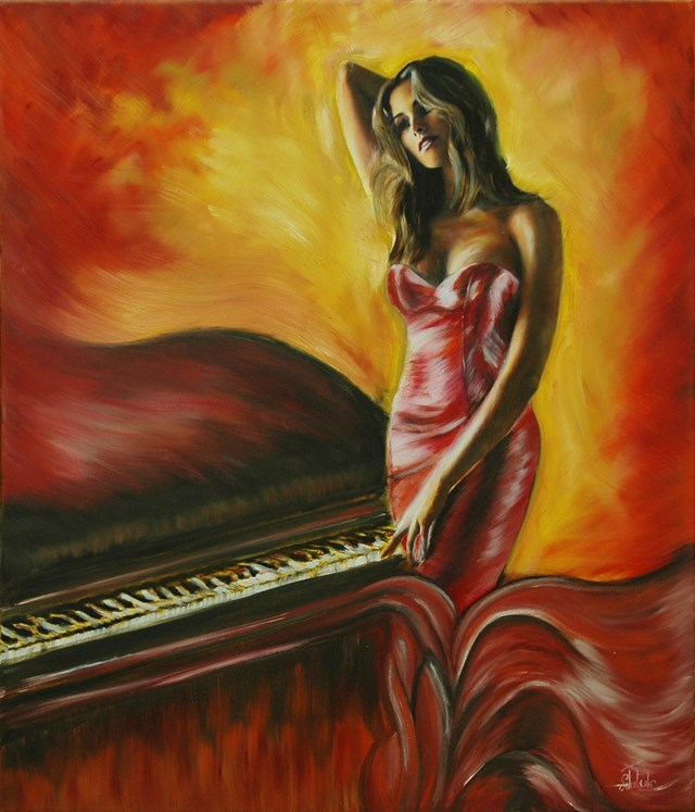 Living room painting by Artem Tuliuk titled Ogień muzyki