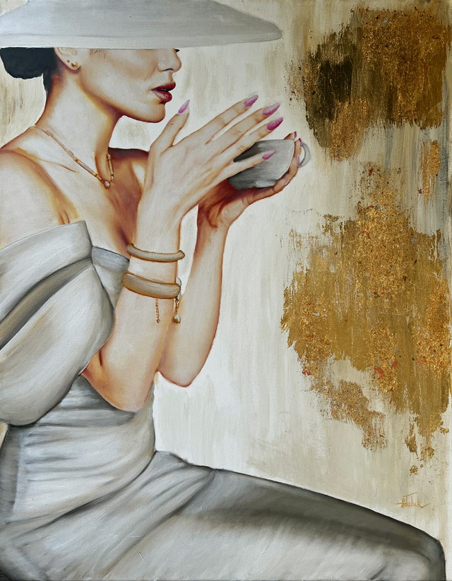 Living room painting by Artem Tuliuk titled Kawa i wspomnienie