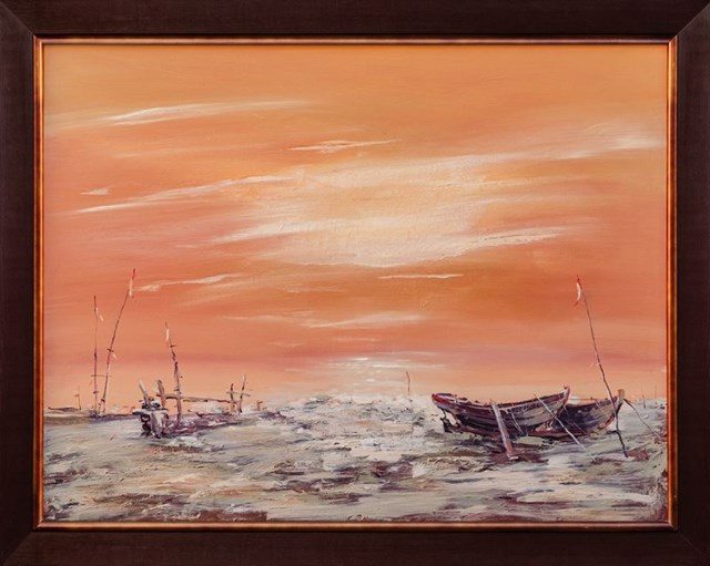 Living room painting by Aleksandr Yasin titled Forgotten boats