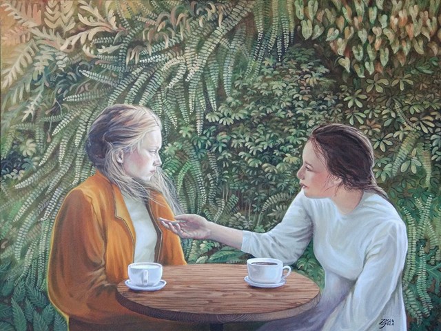 Living room painting by Jolanta Ziółkowska titled  Conversation