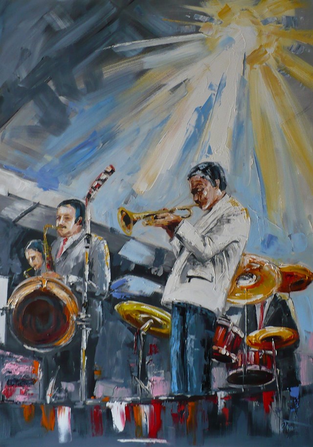 Living room painting by DOROTA ŁAZ titled Koncert jazzowy 2