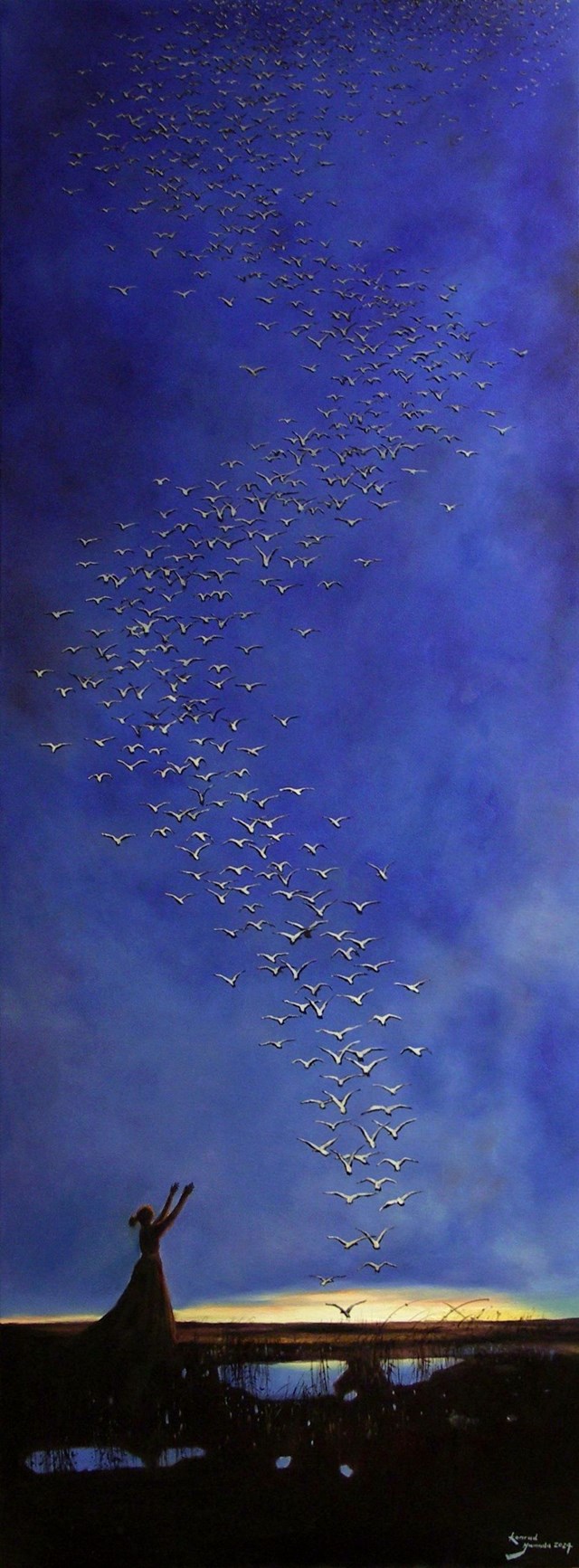 Obraz do salonu artysty Konrad Hamada pod tytułem Zaklinaczka ptaków