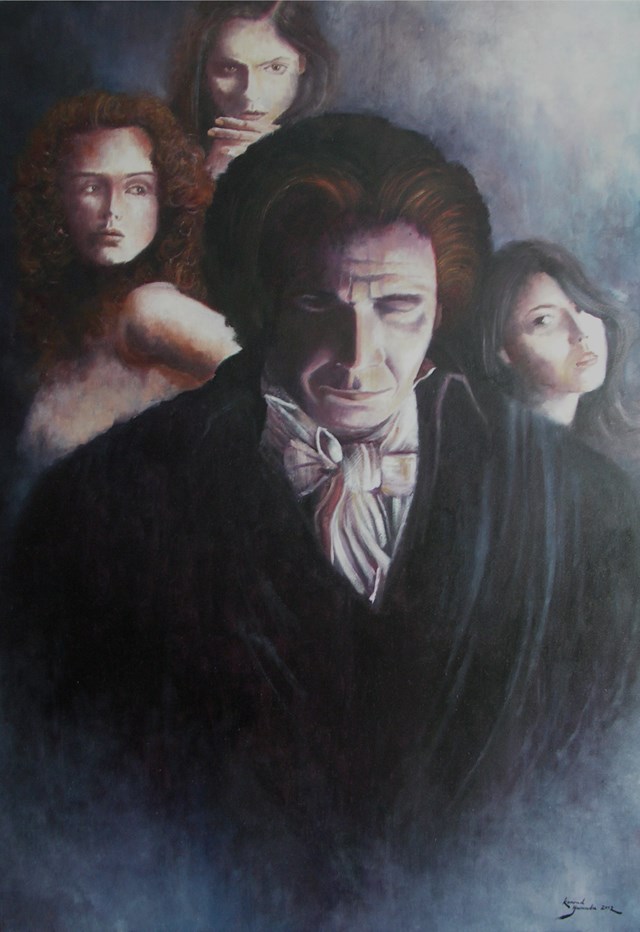 Living room painting by Konrad Hamada titled Beethoven's Muses