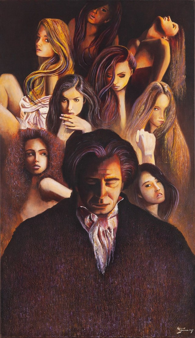 Living room painting by Konrad Hamada titled All Beethoven's Muses