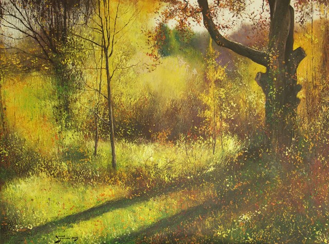 Living room painting by Konrad Hamada titled Autumn