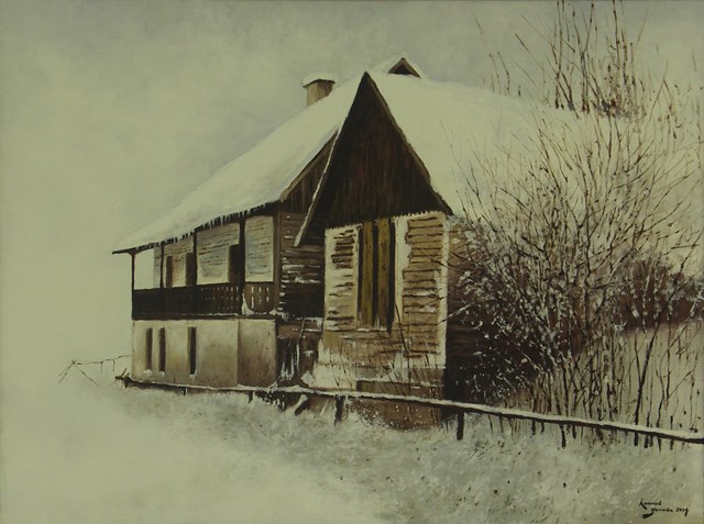 Obraz do salonu artysty Konrad Hamada pod tytułem Chaty zimą