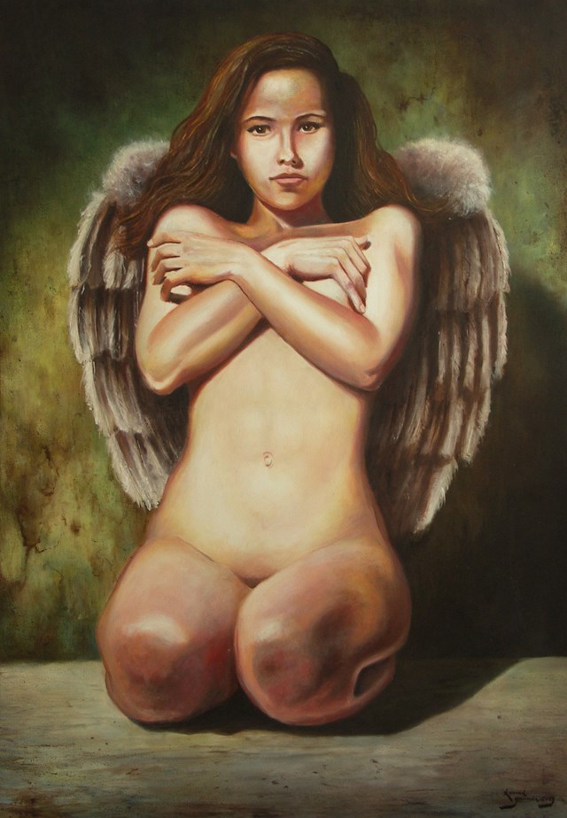 Obraz do salonu artysty Konrad Hamada pod tytułem Zatroskany anioł