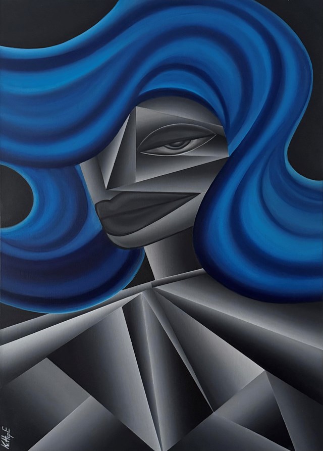 Living room painting by Kate Hope titled Forma Fizyczna-Nie z tej ziemi