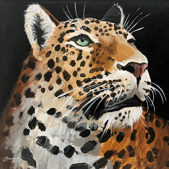 Living room painting by Jędrzej Jarocki titled Jaguar
