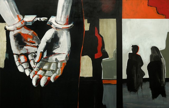 Living room painting by Krzysztof Musiał titled Stop XIII