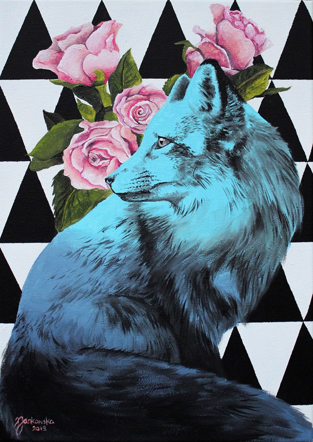 Living room painting by Zuzanna Jankowska titled Sentimental fox