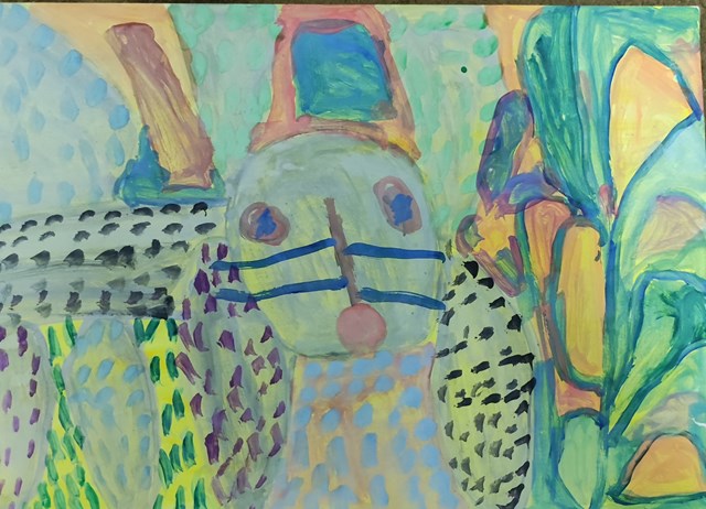 Obraz do salonu artysty Natalia Pietrzak Krauss pod tytułem Koty kolorowe nr 4