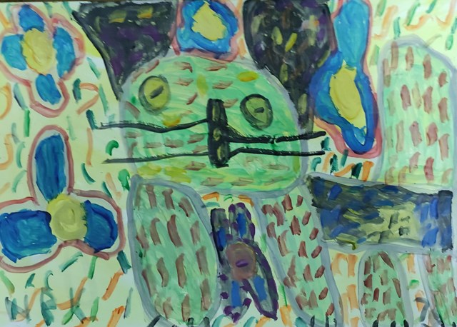Obraz do salonu artysty Natalia Pietrzak Krauss pod tytułem Koty kolorowe nr 6