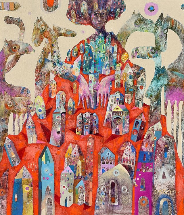Obraz do salonu artysty Grzegorz Skrzypek pod tytułem "Dama w czerwieni"