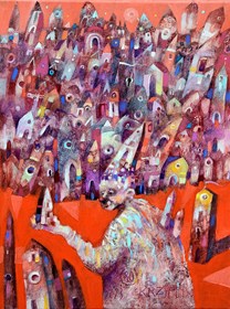 Obraz do salonu artysty Grzegorz Skrzypek pod tytułem "Kolekcjoner kamieniczek"