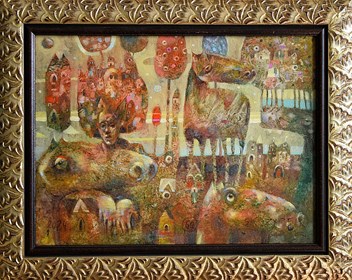 Obraz do salonu artysty Grzegorz Skrzypek pod tytułem Karmelowy pejzaż