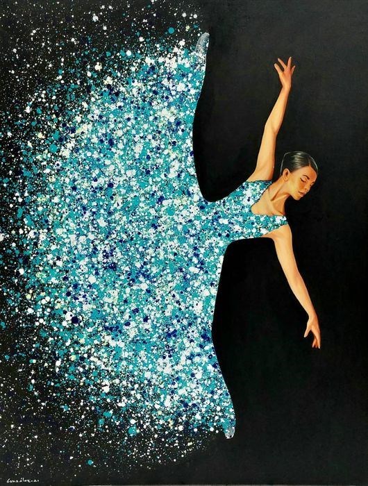 Living room painting by Yadiel Gonzalez titled Bailarina
