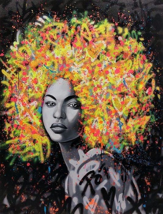 Obraz do salonu artysty Yadiel Gonzalez pod tytułem Afro de la serie Primavera