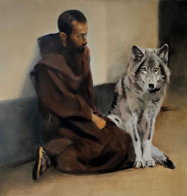 Obraz do salonu artysty Jan Dubrowin pod tytułem Święty Franciszek