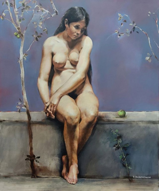 Obraz do salonu artysty Jan Dubrowin pod tytułem Ewa III z cyklu Rajskie Opowieści