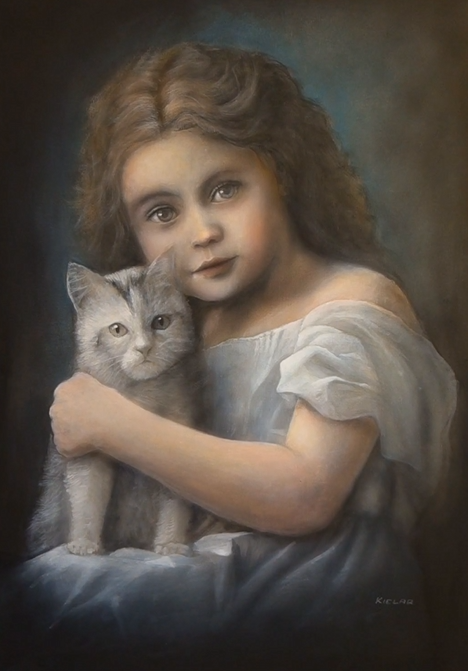 Obraz do salonu artysty Andrzej Kielar pod tytułem Portet z kotem