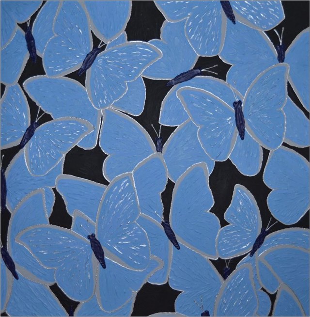 Obraz do salonu artysty Jordan pod tytułem Blue morpho