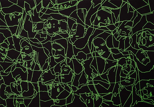 Obraz do salonu artysty Robert Olszowski pod tytułem Czas i przestrzeń. Zielone głowy