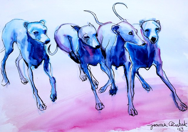 Living room painting by Joanna Czubak titled Italian greyhounds