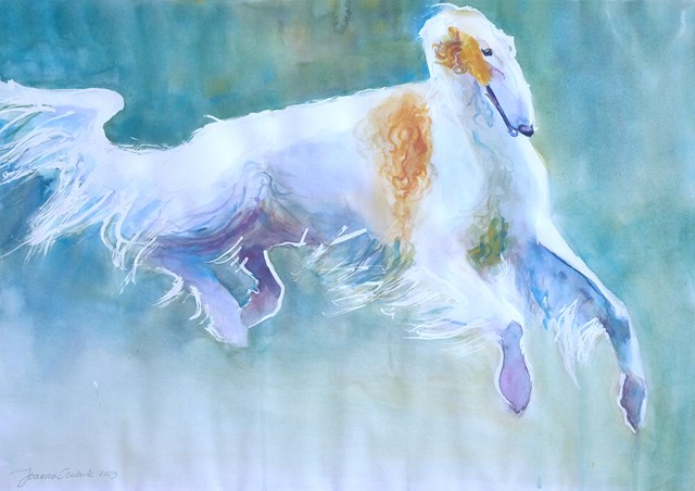 Living room painting by Joanna Czubak titled Borzoi