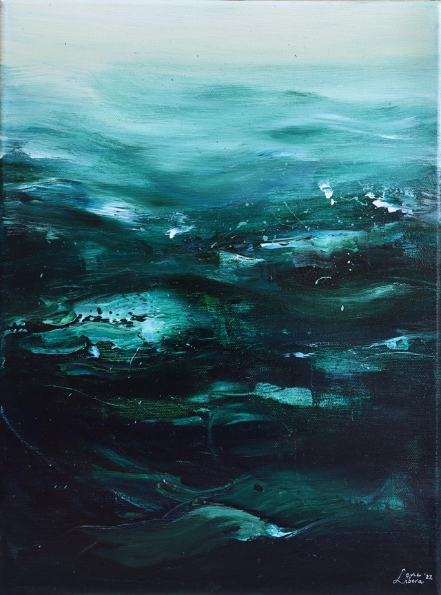 Living room painting by Magdalena Libera titled "Scorpio's waters" painting on canvas