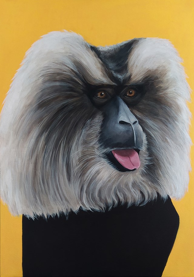 Living room painting by Aleksandra Kwapiszewska titled Macaque II