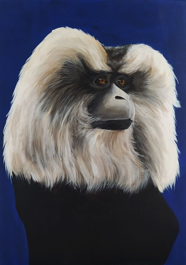 Living room painting by Aleksandra Kwapiszewska titled Macaque III