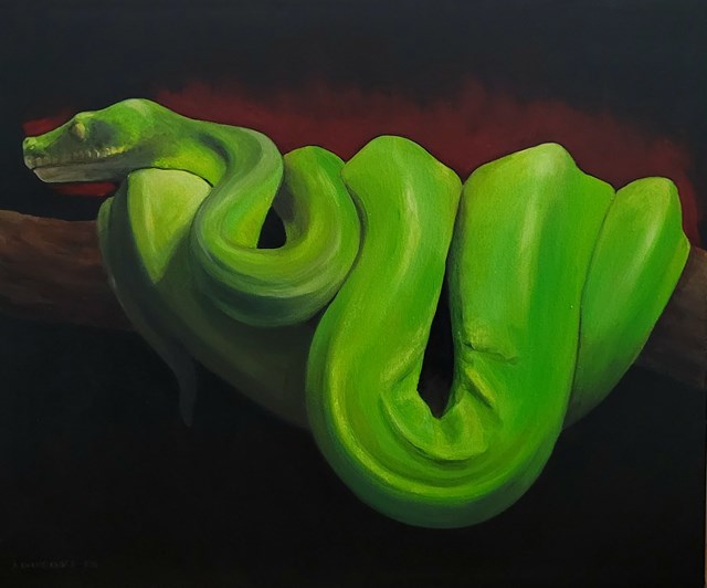 Living room painting by Aleksandra Kwapiszewska titled Grzech