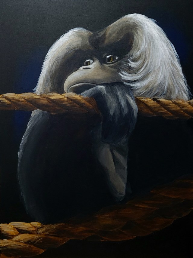 Living room painting by Aleksandra Kwapiszewska titled Zawieszony w myślach