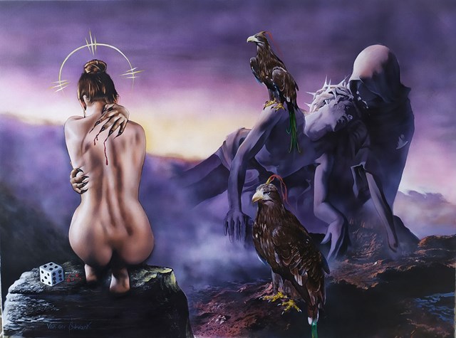 Obraz do salonu artysty Van der Schvank pod tytułem Ostatni upadek córy Koryntu