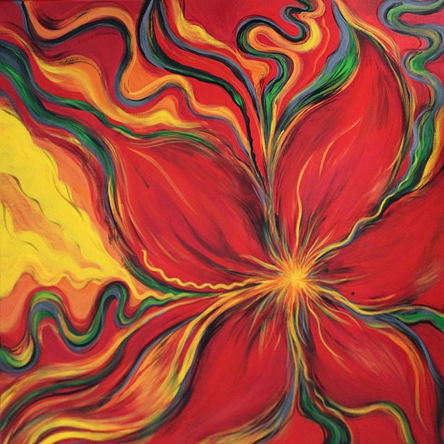 Living room painting by Anya Truskolaska titled Seed Of Creation