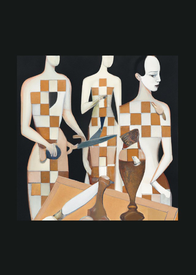 Living room print by Wojciech Zatorski titled Checkered Virgins