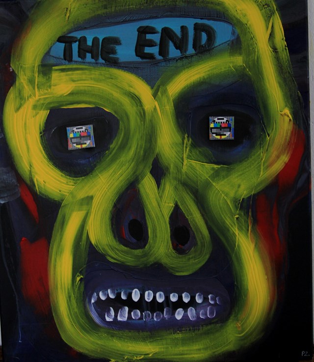 Living room painting by Paweł Zakrzewski titled The End