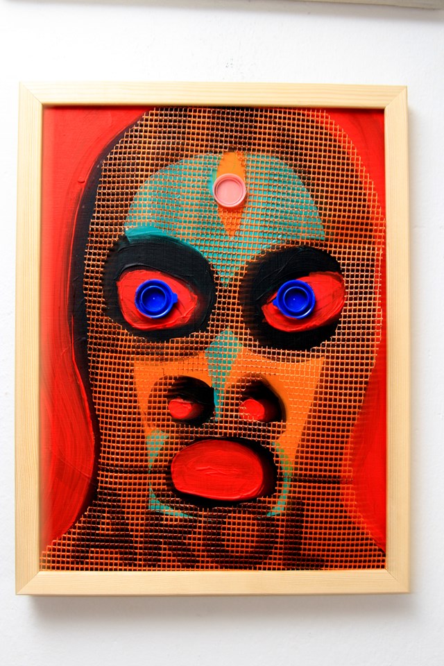 Living room painting by Paweł Zakrzewski titled Oh (K)AROL - the masked lover
