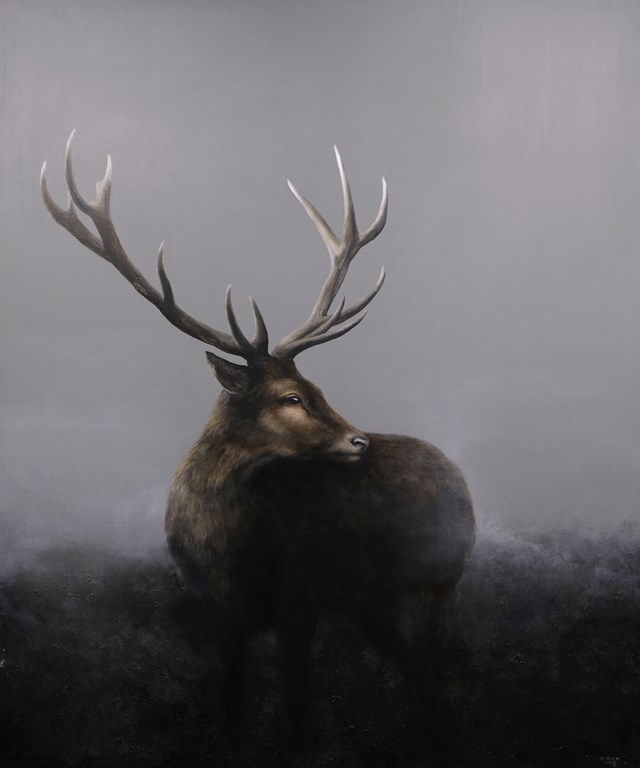 Living room painting by Klaudia Choma titled Deer's eyes
