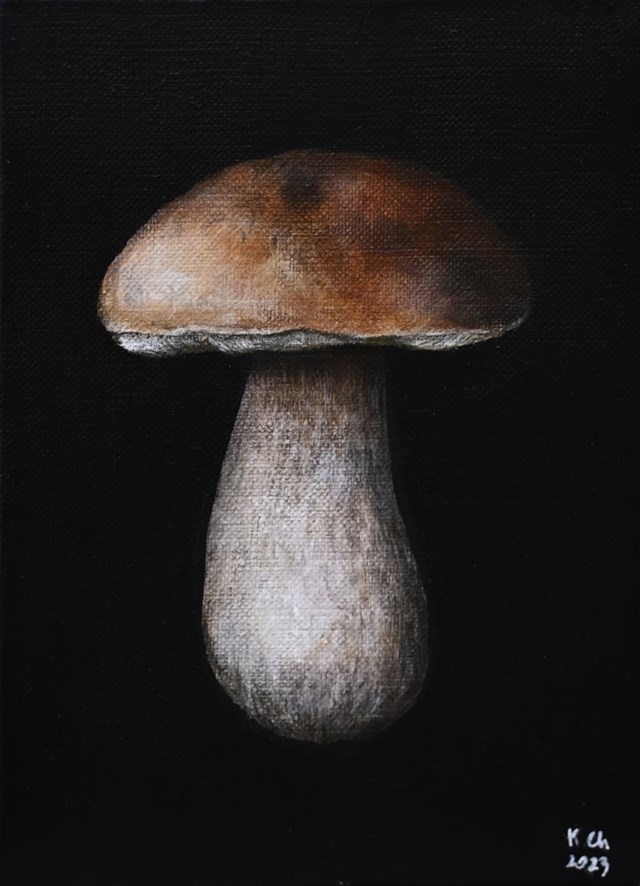 Living room painting by Klaudia Choma titled Boletus