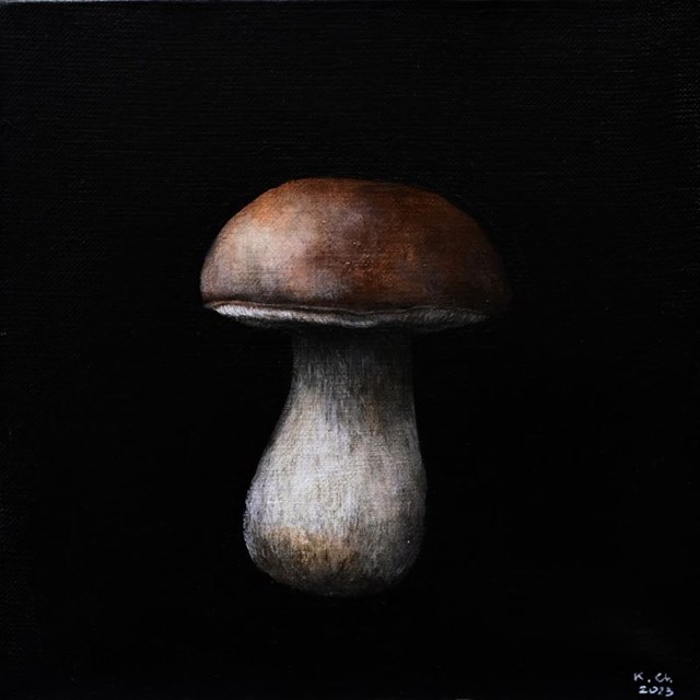 Living room painting by Klaudia Choma titled Boletus edulis