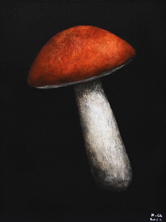 Living room painting by Klaudia Choma titled Leccinum aurantiacum II